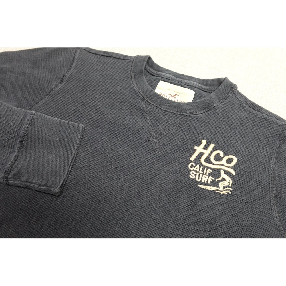 Hollister Waffle Shirt Mens XL Blue Thermal Long Sleeve HCO Calif Surf Logo